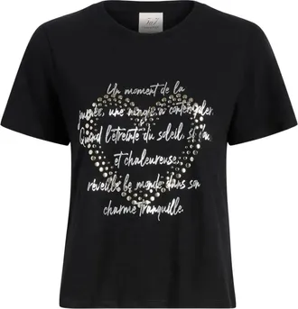 Cinq à Sept Love Letter T-shirt met studs - Zwart