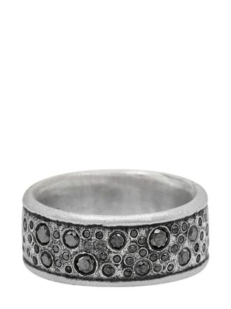 John Varvatos Anello Stardust con diamanti neri - Argento