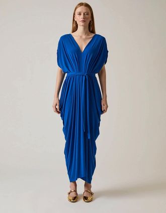 James Lakeland Womens Draped Maxi Royal Dress - Blue - Size: 16