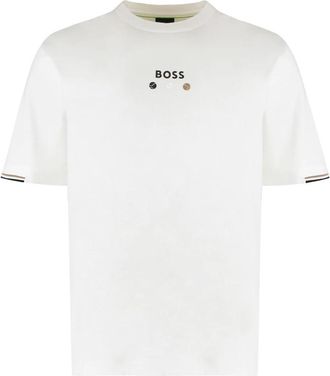 HUGO BOSS Katoenen T-shirt met ronde hals - Heren - T-shirts - Wit - 2XS - Katoen - Tops