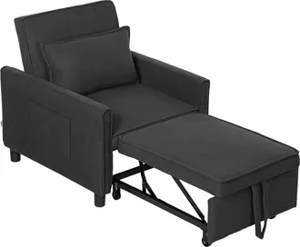HOMCOM Poltrona Letto Singolo Reclinabile Con Tasche Laterali Grigio Scuro - Homcom