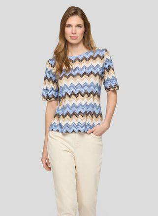 Rabe T-Shirt RABE, Damen, Gr. 36, cappuccino, Jersey, Obermaterial: 50% Baumwolle, 50% Viskose, bedruckt, gemustert, normal h&uuml;ftbedeckend, Rundhals, Shirts