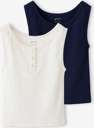 Jonen 2er-Pack Tops mit Knopfleiste Ripp M&auml;dchen JONEN marine