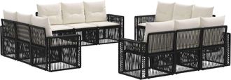 vidaXL Conjunto De Sof&aacute;s De Jard&iacute;n 12 Uds. Negro Y Blanco Crema Vidaxl