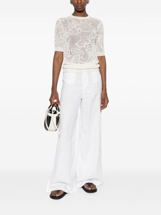 Fabiana Filippi Openwork Crewneck T-shirt - Ivory