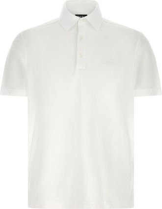 Ermenegildo Zegna White Piqu Cotton Polo Shirt