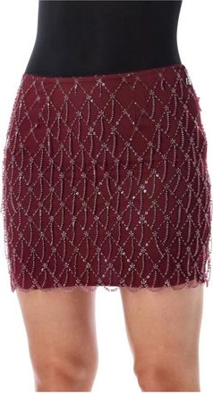 Rotate Sequins Mini Rok - Dames - Korte rokken - Rood - 2XS - Pailletten - Rokken