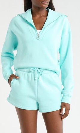 Lord & Taylor LuxeFleece Quarter Zip Sweatshirt in Limpet Shell at Nordstrom, Size X-Small