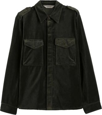 Aspesi Overhemd met zak op de schouders - Groen