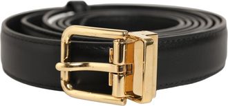 Dolce & Gabbana Black Leather Double Wrap Metal Buckle Womens Belt