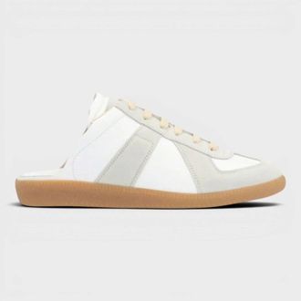 Maison Margiela Womens Replica Cut-Out White Grey Leather