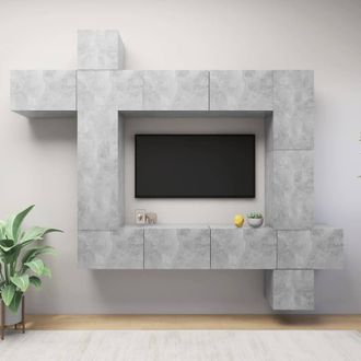 Berkfield Home 9 Piece TV Cabinet Set Concrete Grey Engineered Wood