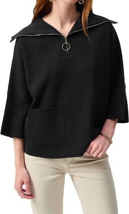 Joseph Ribkoff Zip Collar Sweater Top In Black