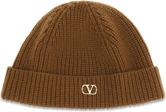 Valentino Garavani Mens Beanie Vlogo Cashmere Camel Hat
