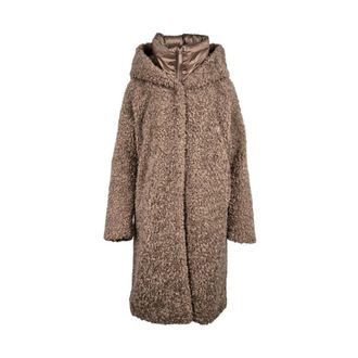 Bomboogie Lange Jas in Sherpa Fleece - Dames - Mantel - Bruin - M - Polyester - Jassen