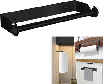 OEM Toallero, Soporte Film Transparente, Soporte Papel Cocina, Soporte Acero Inoxidable Papel Higi&eacute;nico, Guardar Papel Colgar Toallas Ba&ntilde;o, Negro