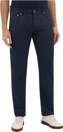 Brooks Brothers Navy Stretch Katoen Five-Pocket Broek - Heren - Straight fit broeken - Blauw - W40 - Katoen - Broeken