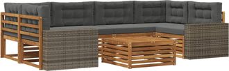 vidaXL Conjunto De Sof&aacute;s De Exterior 7 Uds. Natural Y Antracita Vidaxl