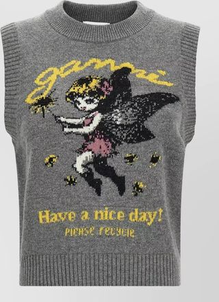 Ganni graphic wool knit vest