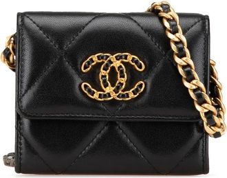 Chanel Borsa a tracolla Chanel 19 in pelle di agnello trapuntata con catena 2020 - Nero