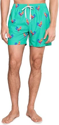 Chubbies The Cockadoodle Doozies Teal 5.5 (Classic Lined Swim Trunks) Mens Swimwear Teal-pattern Based : 2XL, Polyester/Spandex