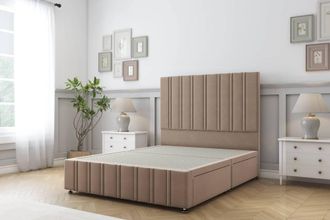 Sloomy Langston Plush Divan Base 2 Drawers-26 Headboard & 12 Footboard in Taupe | Size: King