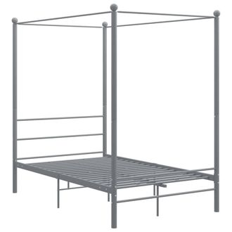 Berkfield Home Canopy Bed Frame Grey Metal 120x200 cm | Size: Small Double