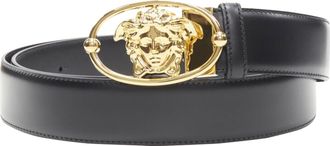 Versace La Medusa Insignia oval buckle leather belt