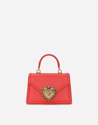 Dolce & Gabbana Small Devotion Top-handle Bag - Woman Shoulder And Crossbody Bags Orange Leather Onesize