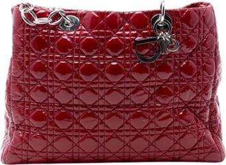 Dior Pre-owned Handbags, female, Red, Size: ONE SIZE Pre-owned Quilted Patent Leather Tote