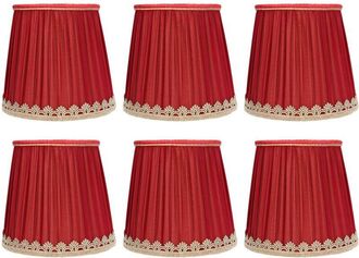 OEM Pantalla De L&aacute;mpara Peque&ntilde;a De Tela, Color Rojo Vino Con Ribete Dorado, Pantalla Para Aplique De Pared O L&aacute;mpara De Mesa, Casquillo E14