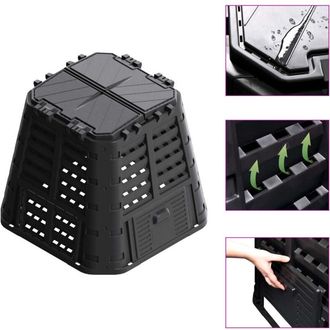 vidaXL Compostador De Jard&iacute;n Negro 93,3x93,3x80 Cm 480 L Vidaxl