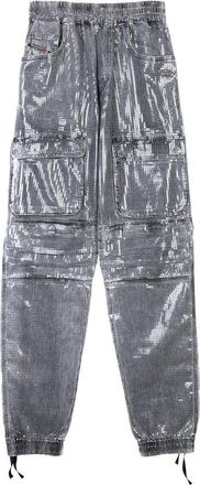 Diesel Cargo Jeans With Reflective Finish And Utility Pockets