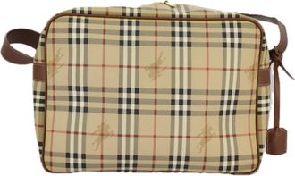 Burberry Nova Check Beige Canvas Shoulder Bag (Pre-Owned)