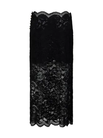 Paco Rabanne Floral Lace Skirt - Black