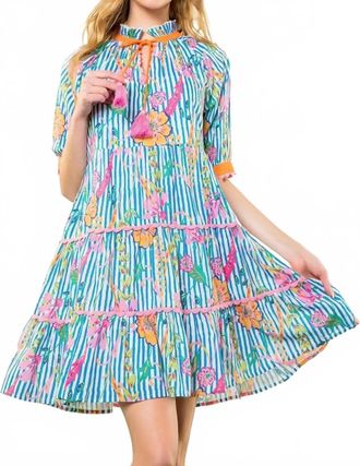 THML Clothing Alyssa Tiered Dress In Blue