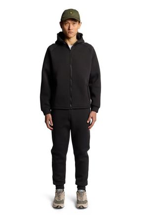 Lyle & Scott Neoprene Zip Through Hoodie in Jet Black at Nordstrom, Size Xx-Large