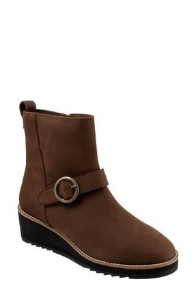 Softwalk Westland Platform Wedge Bootie in Dark Brown Nubuck at Nordstrom, Size 10.5