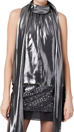 Toccin Hattie Sleeveless Metallic Blouse In Grey