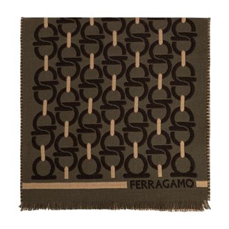 Ferragamo Scarves, male, Brown, Size: ONE SIZE Gancini Wool Scarf