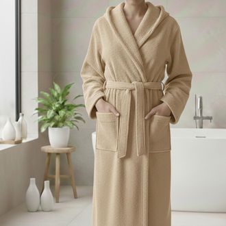 Dmora Albornoz Satofa, 100% Algod&oacute;n Con Capucha, Color Crema, Talla S, Blanco Crema