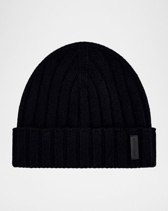 Emporio Armani Men & apos;s Wool-Cashmere Rib-Knit Beanie Hat