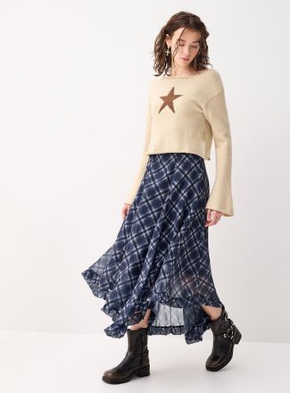 Twik Womens Asymmetrical chiffon skirt