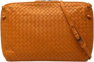 Bottega Veneta Pre-owned Woven Crossbody Bag - Dames - Vintage Schoudertas - Oranje - ONE Size - Leer - Vintage