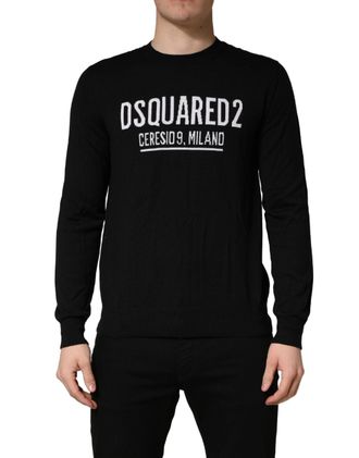 Dsquared2 Black Logo Knitted Crew Neck Men Pullover Mens Sweater
