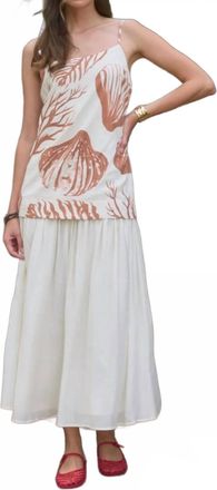 Moon River Spaghetti Strap Seashell Midi Dress In Cream Multi
