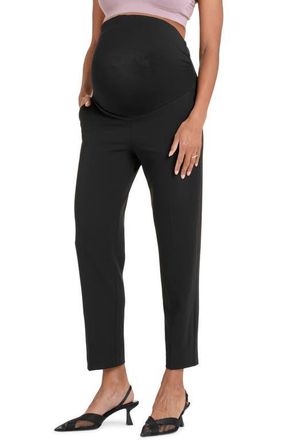 Seraphine Over the Bump Ankle Straight Leg Maternity Pants in Black at Nordstrom, Size 4