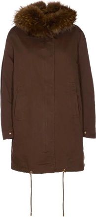 S.W.O.R.D 6.6.44 Cotton Parka met Afneembare Imitatiebont Gilet - Dames - Parka Jassen - Bruin - S - Katoen - Jassen
