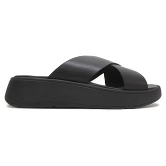 FitFlop F Mode Flatform Cross Leather Womens Comfort Sandals - All Black - Size:UK 5.5