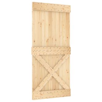 vidaXL Puerta Corredera Narvik 95 X 210 Cm (213,5 Cm) Natural Y Negro Vidaxl